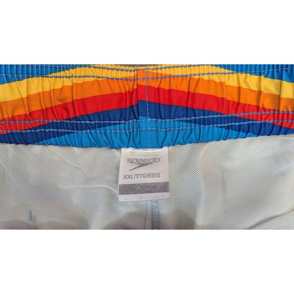 Speedo Mens Blue Striped Lined Mens Size 2XL Swim Trunks Drawstring Waist (227) - Picture 3 of 3